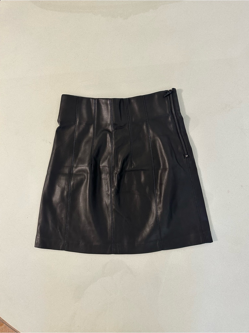 Zara Black Faux Leather Mini Skirt Size Small High Waisted